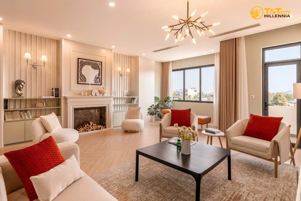 Phòng khách nhà mẫu T&T Millennia City