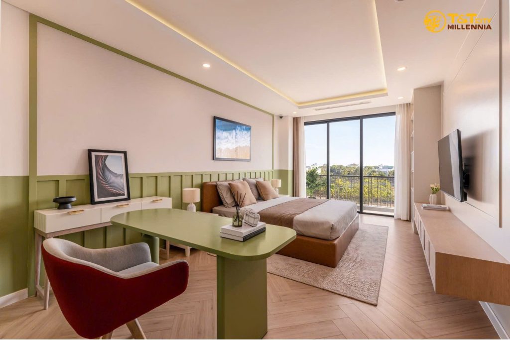 Phòng ngủ 2 nhà mẫu T&T Millennia City
